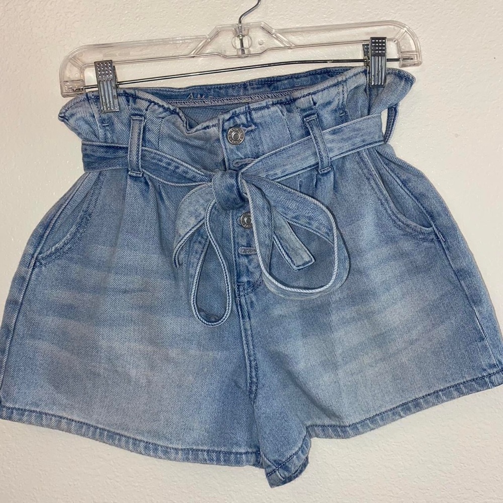 Baggy Belted High Waisted Denim Shorts